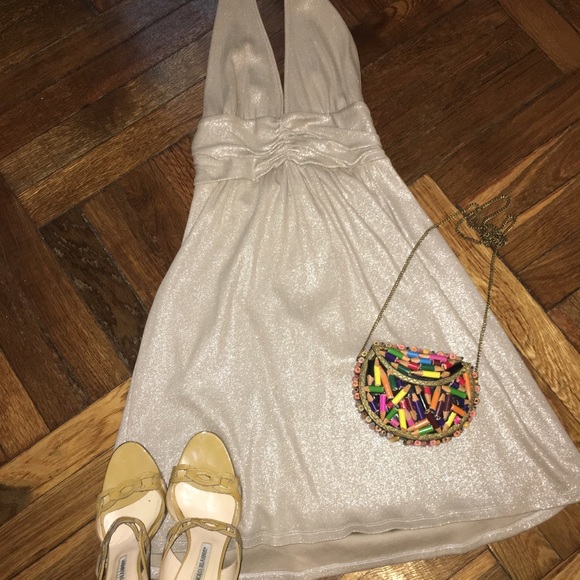 SOLD!!Alice+Olivia sexy gold halter dress. Size XS - Picture 3 of 6